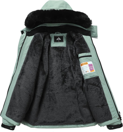 MOERDENG Women's Waterproof Snow Ski Jacket - Warm Winter Coat Insulated for Snowboarding, Mountain Hiking
