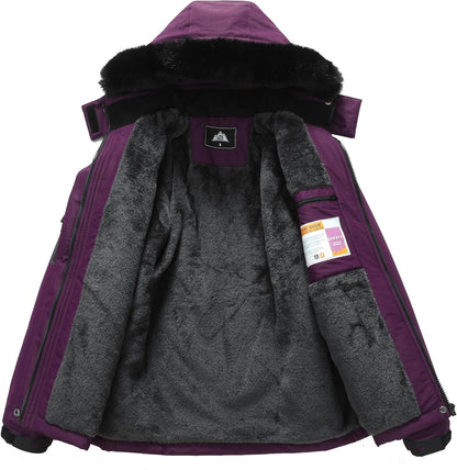 MOERDENG Women's Waterproof Snow Ski Jacket - Warm Winter Coat Insulated for Snowboarding, Mountain Hiking