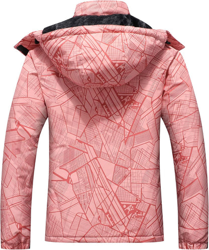 MOERDENG Women's Ski Jacket Warm Winter Coat Hooded Snowboarding Jackets Waterproof Mountain Windbreaker for Hiking Traval