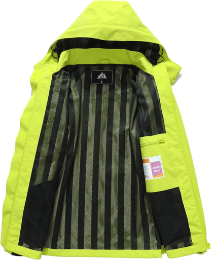 MOERDENG Women's Waterproof Rain Jacket Lightweight Raincoat Hooded Hiking Jacket Softshell Windbreaker