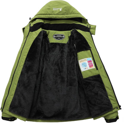 MOERDENG Women's Waterproof Ski Jacket Warm Winter Snow Coat Mountain Windbreaker Hooded Raincoat Jacket