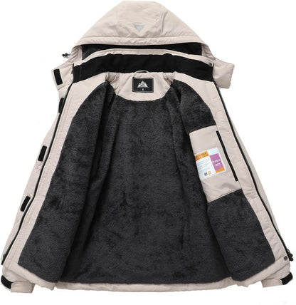 MOERDENG Women's Snow Ski Jacket Warm Winter Coat Waterproof Snowboarding Jacket with Zippered Pockets