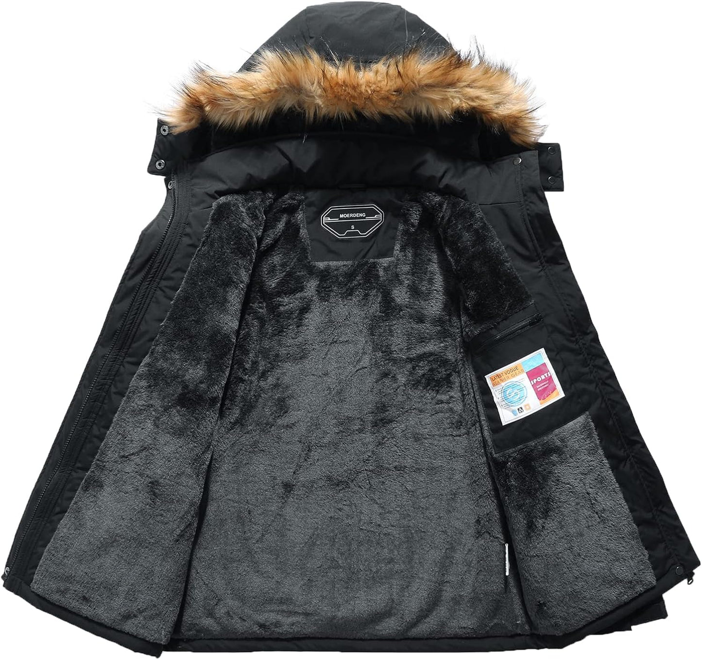 MOERDENG Women's Waterproof Ski Snow Jacket Winter Warm Hooded Snow Coat Mountain Windproof Ski Jacket For Women