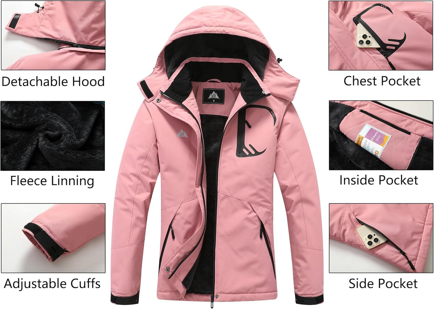 MOERDENG Women's Winter Ski Jacket