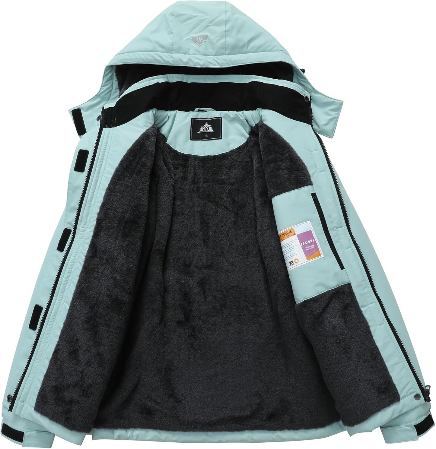 MOERDENG Women's Snow Ski Jacket Warm Winter Coat Waterproof Snowboarding Jacket with Zippered Pockets