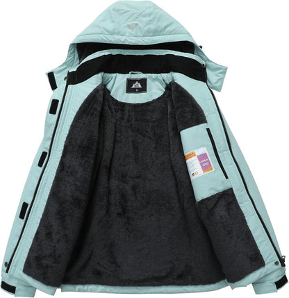 MOERDENG Women's Snow Ski Jacket Warm Winter Coat Waterproof Snowboarding Jacket with Zippered Pockets