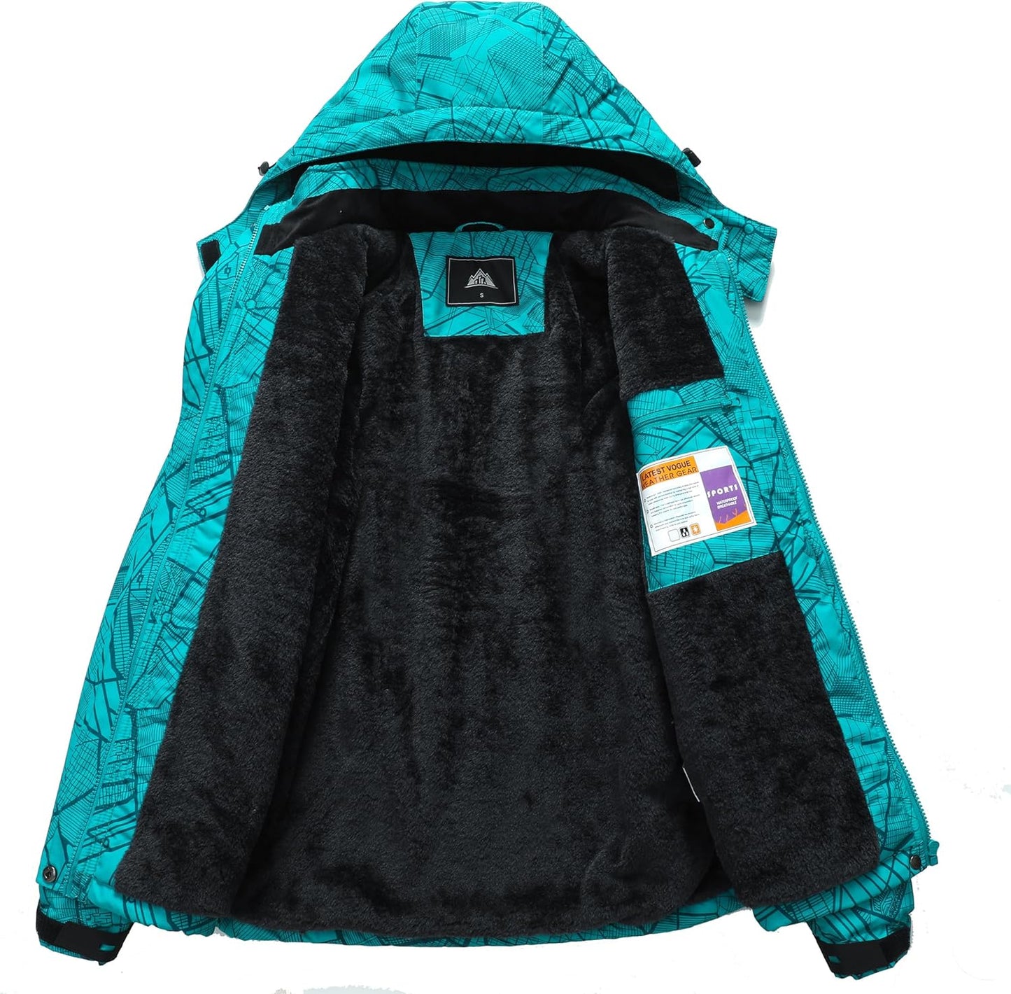 MOERDENG Women's Ski Jacket Warm Winter Coat Hooded Snowboarding Jackets Waterproof Mountain Windbreaker for Hiking Traval