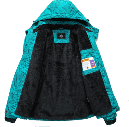 MOERDENG Women's Ski Jacket Warm Winter Coat Hooded Snowboarding Jackets Waterproof Mountain Windbreaker for Hiking Traval