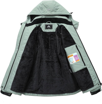 MOERDENG Women's Waterproof Ski Jacket Warm Winter Coat Hooded Snowboarding Jacket Snow Coat