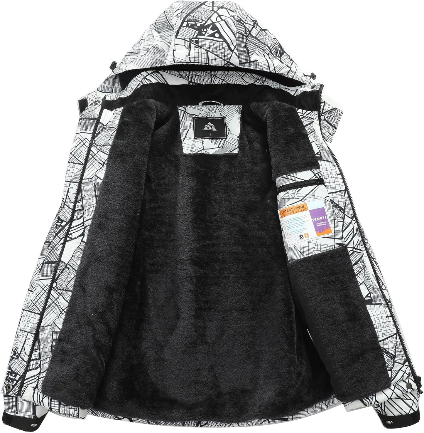 MOERDENG Women's Ski Jacket Warm Winter Coat Hooded Snowboarding Jackets Waterproof Mountain Windbreaker for Hiking Traval