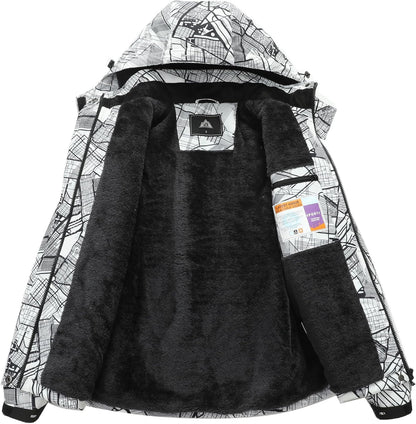 MOERDENG Women's Ski Jacket Warm Winter Coat Hooded Snowboarding Jackets Waterproof Mountain Windbreaker for Hiking Traval