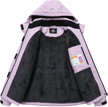 MOERDENG Women's Snow Ski Jacket Warm Winter Coat Waterproof Snowboarding Jacket with Zippered Pockets