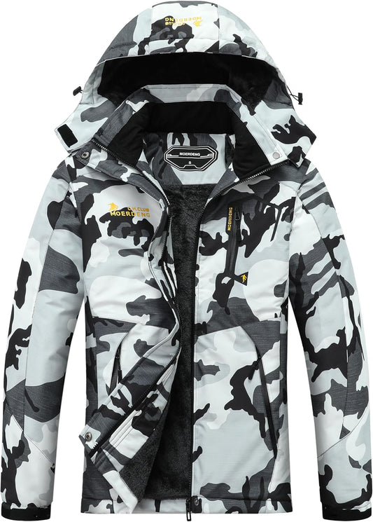 MOERDENG Women's Waterproof Ski Jacket Warm Winter Snow Coat Mountain Windbreaker Hooded Raincoat Jacket