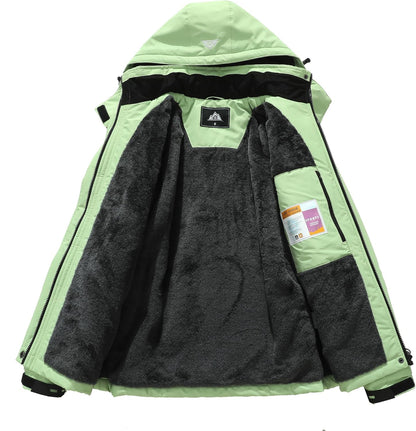 MOERDENG Women's Waterproof Ski Jacket Warm Winter Coat Outdoor Windbreaker Hiking Snowboarding Jacket