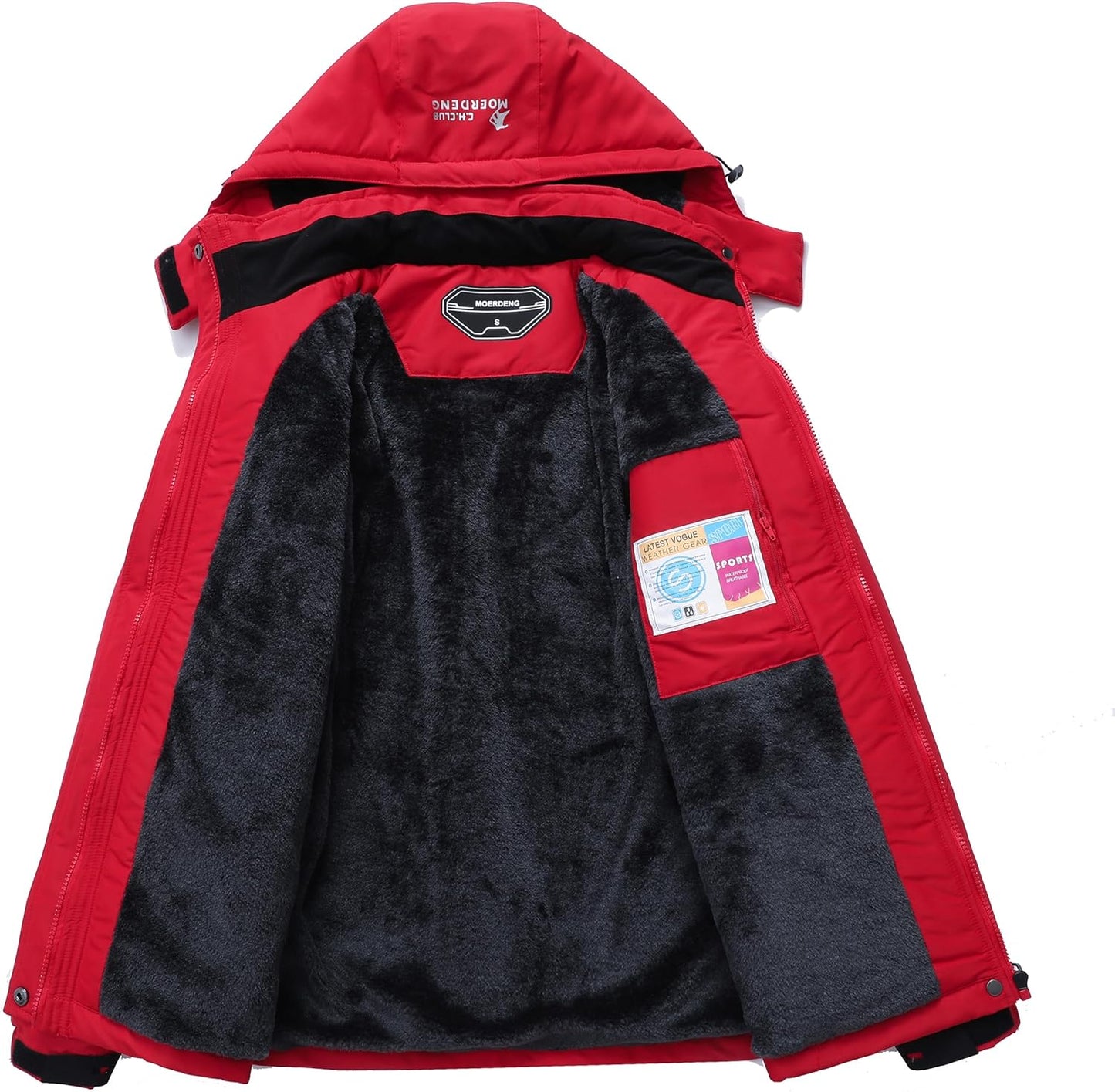 MOERDENG Women's Waterproof Ski Jacket Warm Winter Snow Coat Mountain Windbreaker Hooded Raincoat Jacket