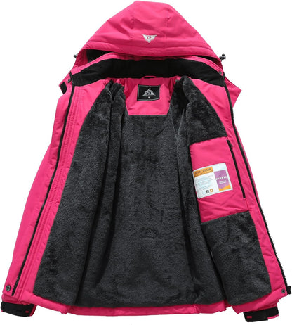 MOERDENG Women's Waterproof Ski Jacket Warm Winter Coat Outdoor Windbreaker Hiking Snowboarding Jacket