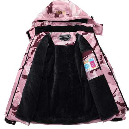 MOERDENG Women's Waterproof Ski Jacket Warm Winter Snow Coat Mountain Windbreaker Hooded Raincoat Jacket