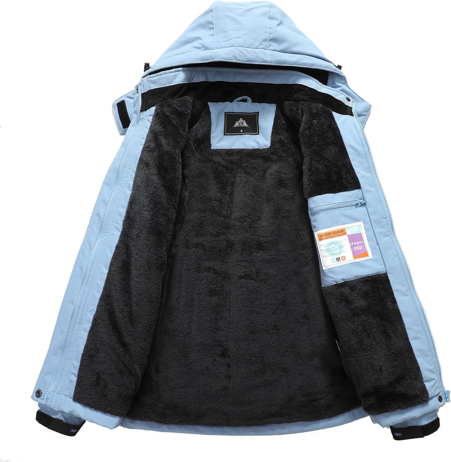 MOERDENG Women's Ski Jacket Warm Winter Coat Hooded Snowboarding Jackets Waterproof Mountain Windbreaker for Hiking Traval