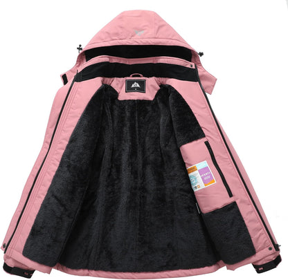 MOERDENG Women's Waterproof Ski Jacket Warm Winter Coat Hooded Snowboarding Jacket Snow Coat