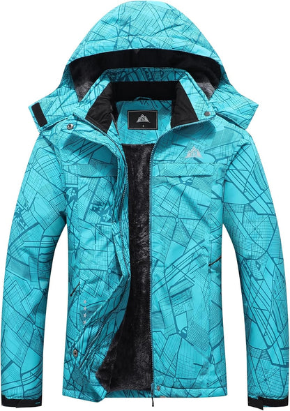 MOERDENG Women's Ski Jacket Warm Winter Coat Hooded Snowboarding Jackets Waterproof Mountain Windbreaker for Hiking Traval