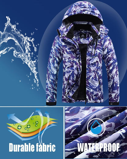 MOERDENG Women's Waterproof Ski Jacket Warm Winter Coat Outdoor Windbreaker Hiking Snowboarding Jacket