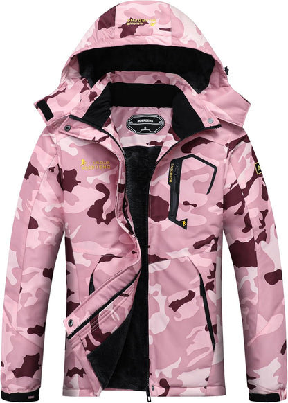 MOERDENG Women's Waterproof Ski Jacket Warm Winter Snow Coat Mountain Windbreaker Hooded Raincoat Jacket