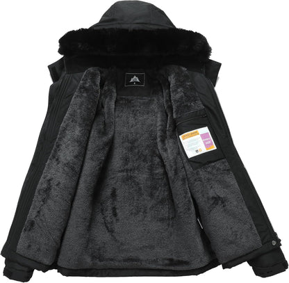 MOERDENG Women's Waterproof Snow Ski Jacket - Warm Winter Coat Insulated for Snowboarding, Mountain Hiking