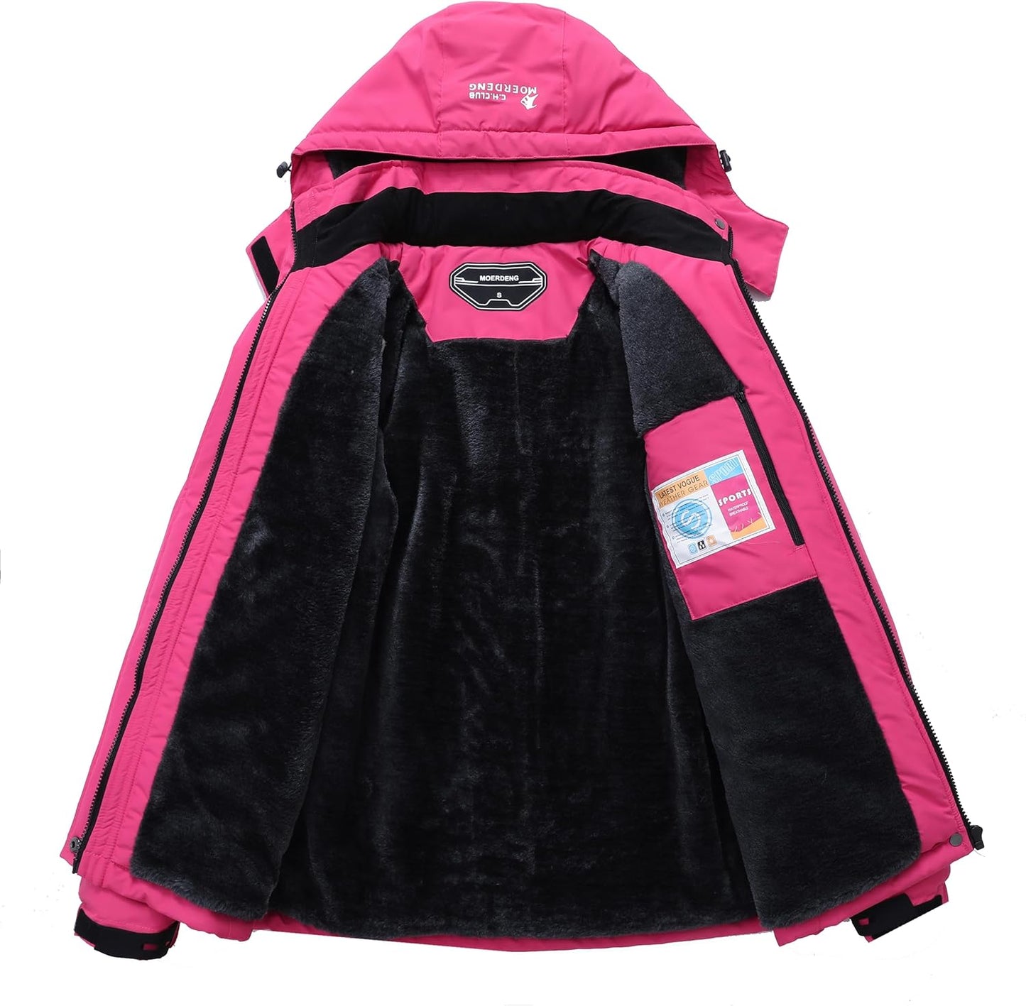 MOERDENG Women's Waterproof Ski Jacket Warm Winter Snow Coat Mountain Windbreaker Hooded Raincoat Jacket