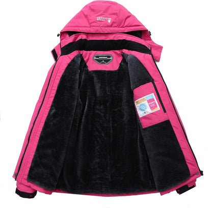 MOERDENG Women's Waterproof Ski Jacket Warm Winter Snow Coat Mountain Windbreaker Hooded Raincoat Jacket