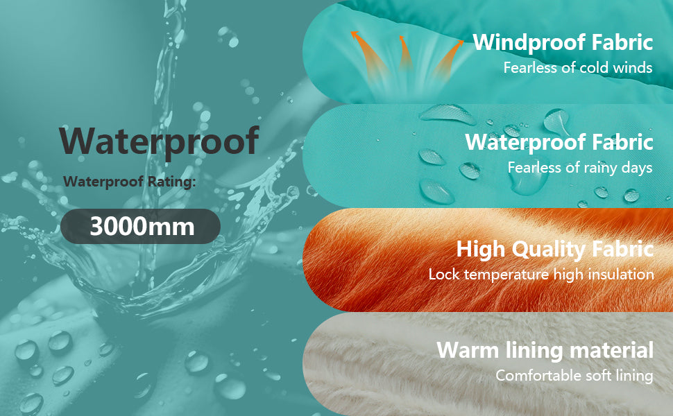 MOERDENG girls winter jacket 3-layer 10000mm waterproof windproof fabric