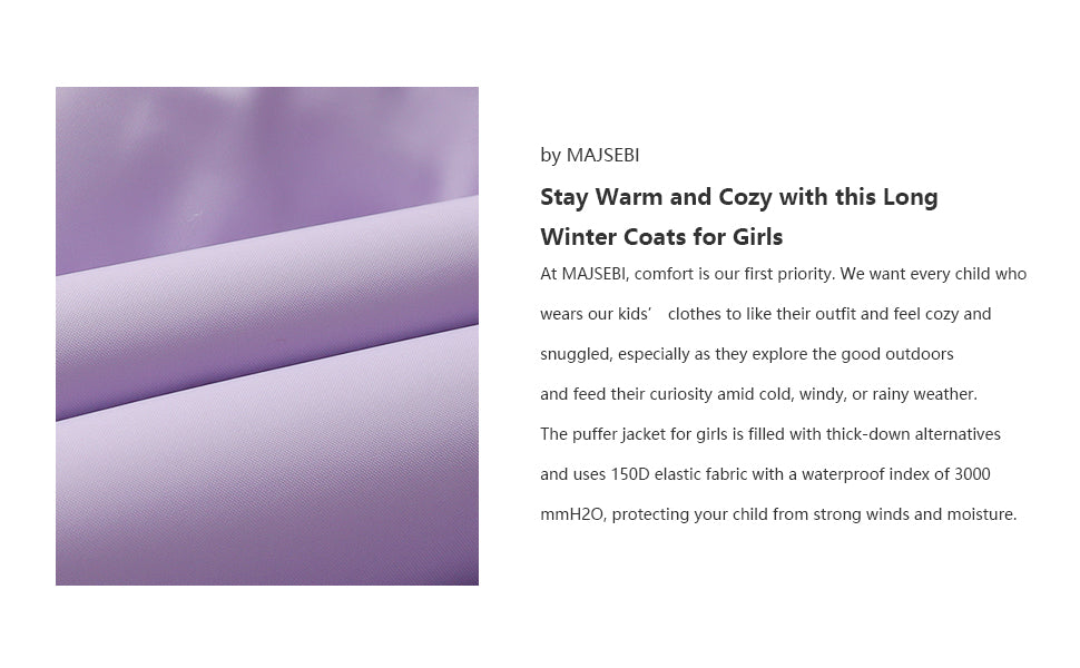 windproof storm placket of MOERDENG kids long winter parka to block cold wind and snow