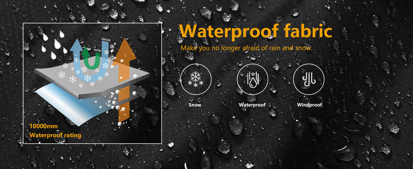 Men's Mountain Winter Coat Warm Fleece Ski Snow Jacket Waterproof Raincoat with Hood