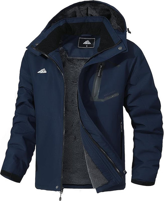 MOERDENG mens mountain ski jacket waterproof winter coat warm snowboarding jacket snow windbreaker hooded for hiking
