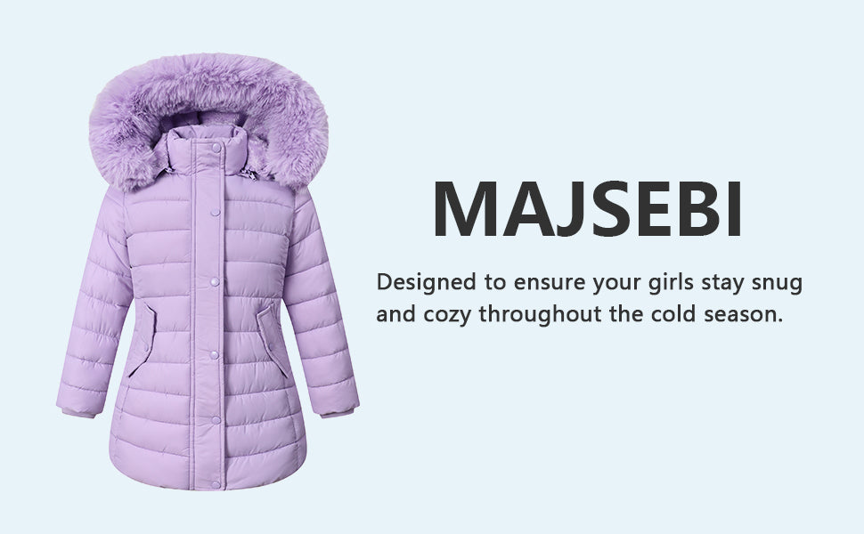 lightweight non-bulky MOERDENG girls long waterproof puffer jacket for daily school wear