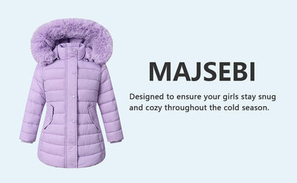 lightweight non-bulky MOERDENG girls long waterproof puffer jacket for daily school wear