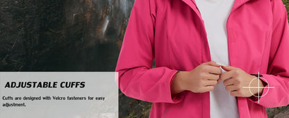 Women's Waterproof Raincoat Lightweight Rain Jacket Detachable Hood Travel Outdoor