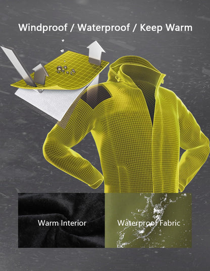 Men's Ski Jacket Warm Winter Snow Coat Waterproof Mountain Windbreaker Snowboarding Jacket Hooded for Hiking Traval