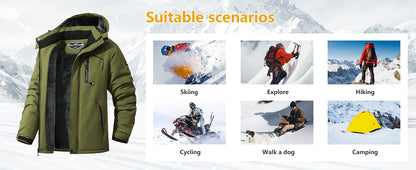 Men's Ski Jacket Warm Winter Snow Coat Waterproof Mountain Windbreaker Snowboarding Jacket Hooded for Hiking Traval