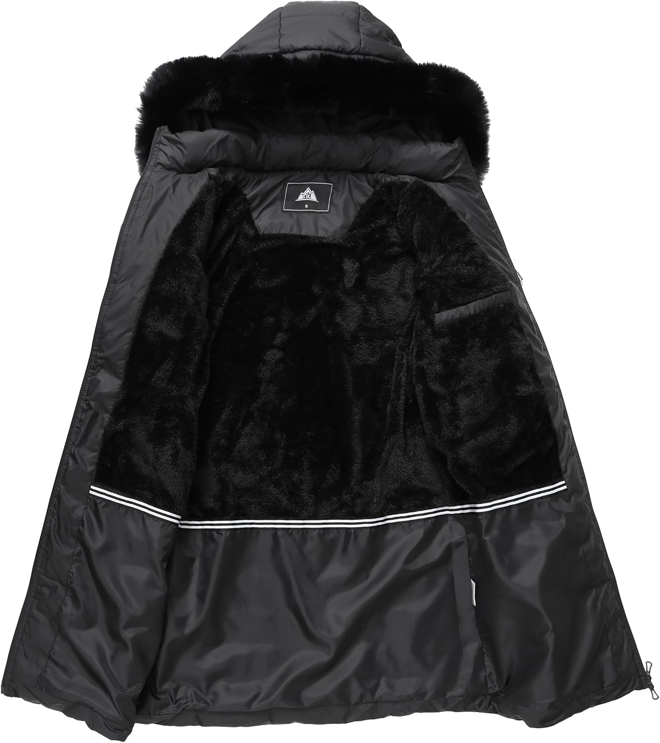 windproof storm placket of MOERDENG womens thickened puffer jacket for double cold protection
