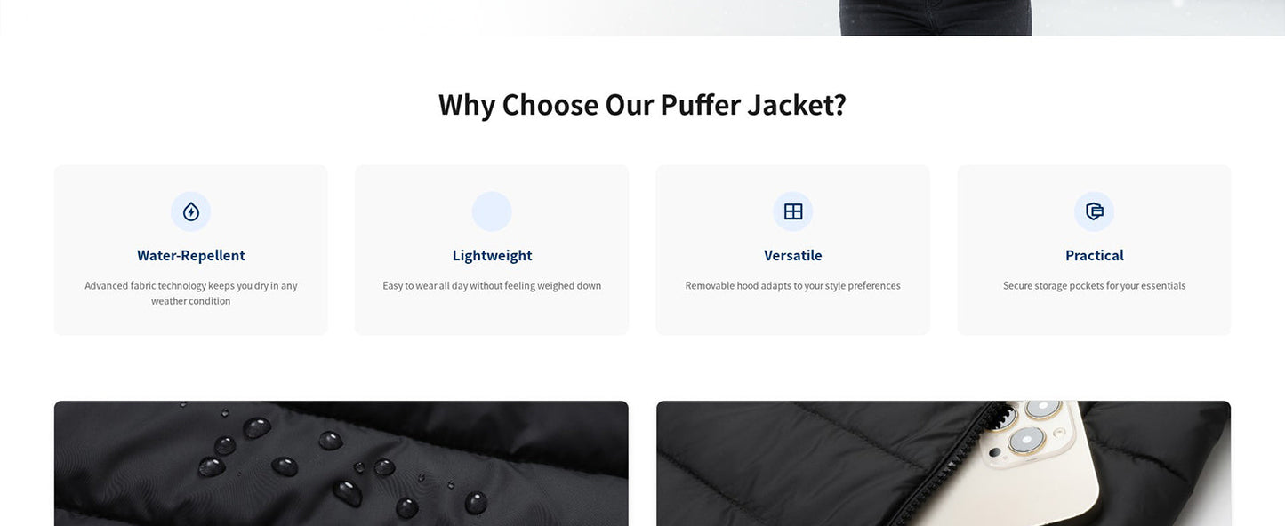 size chart (cm/inches) for MOERDENG womens lightweight waterproof short down puffer jacket
