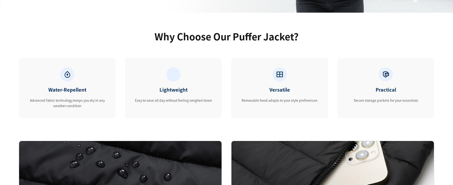 size chart (cm/inches) for MOERDENG womens lightweight waterproof short down puffer jacket
