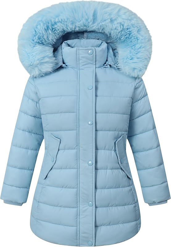 stylish solid-color MOERDENG kids long winter parka with removable hood for family outings