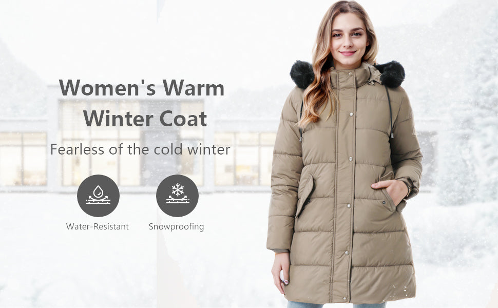 Women's Winter Coat Long Waterproof Parka - Warm Snow Jacket for Women,Windproof Winter Jacket for Cold Weather