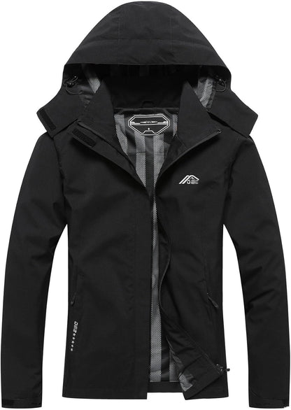 Women's Waterproof Raincoat Lightweight Rain Jacket Detachable Hood Travel Outdoor