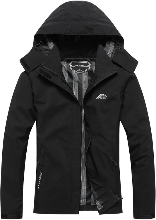 Women's Waterproof Raincoat Lightweight Rain Jacket Detachable Hood Travel Outdoor