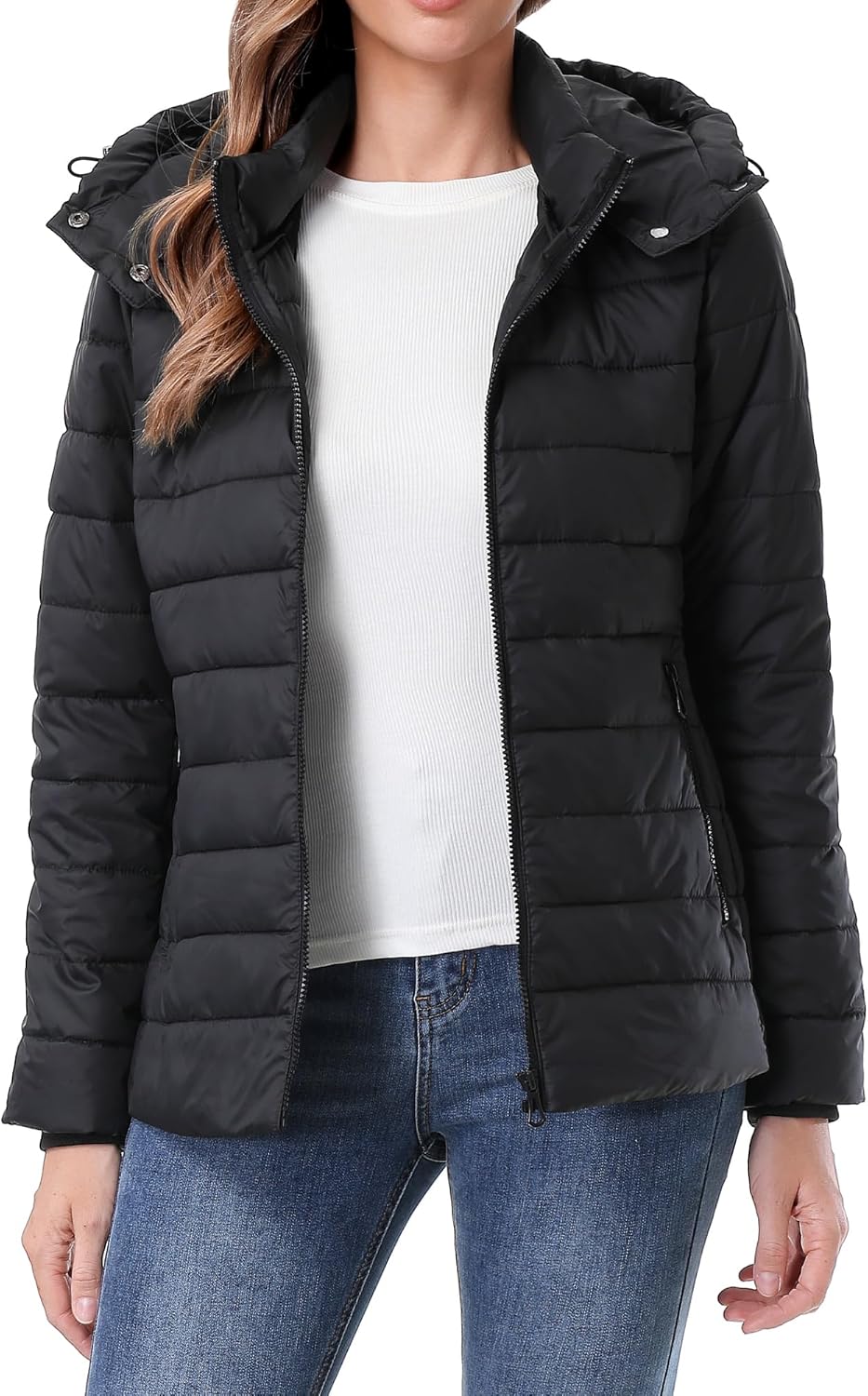 lightweight quilted down filling of MOERDENG womens warm winter coat for portable warmth

