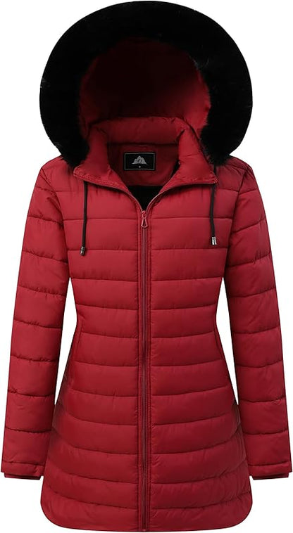 reinforced wear-resistant panels of MOERDENG womens thickened down coat for outdoor durability
