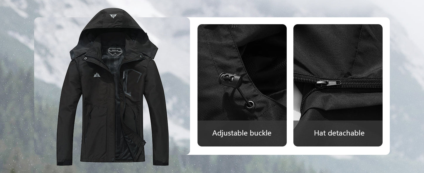 Women's Waterproof Lightweight Rain Jacket Windproof Breathable Trench Coat Detachable Hood Raincoats Outdoor Hiking Jacket