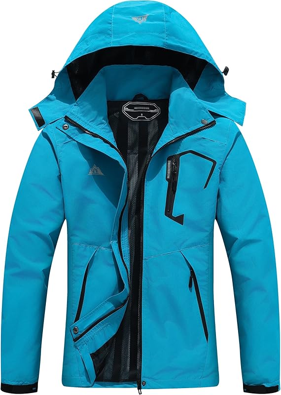 Women's Waterproof Lightweight Rain Jacket Windproof Breathable Trench Coat Detachable Hood Raincoats Outdoor Hiking Jacket