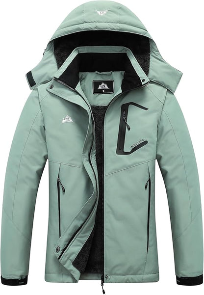 MOERDENG Women’s Waterproof Ski Jacket – Warm Hooded Snow Coat